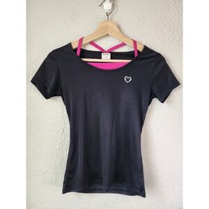 Japan Exclusive Disney Ignio Black Fitness Top Activewear Minnie Mouse Heart